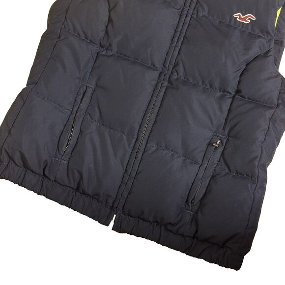 Hollister Down Vest Quilted Womens Two Way Zip Front Navy Blue S - Picture 3 of 9